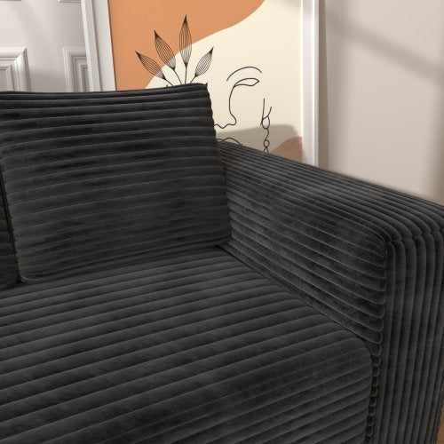 Cloud Sectional Couch With L-Shape Chaise,Modern Modular Sofa With Deep Seat, Upholstered Couches With Right Facing Chaise For Living Room Bedroom, No Assembly Required, Black Plush Corduroy Fabric